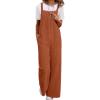 image:imageHappy Sailed Womens Corduroy Overalls Winter Fall Casual Sleeveless Adjustable Strap Wide Leg Long Pants RompersDark Orange