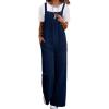 image:imageHappy Sailed Womens Corduroy Overalls Winter Fall Casual Sleeveless Adjustable Strap Wide Leg Long Pants RompersNavy Blue