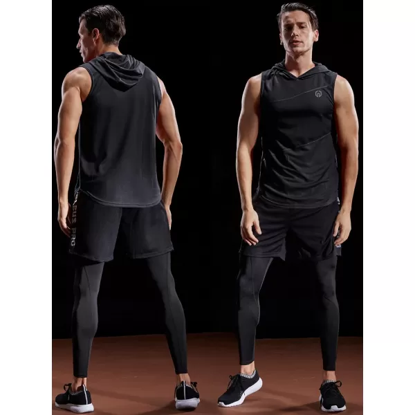 NELEUS Dry Fit Workout Athletic Muscle Tank with Hoods Pack of 35036 3 Packblack