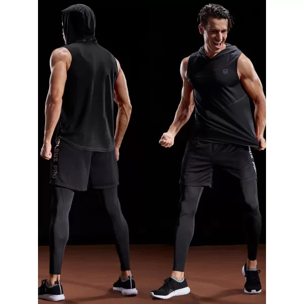 NELEUS Dry Fit Workout Athletic Muscle Tank with Hoods Pack of 35036 3 Packblack