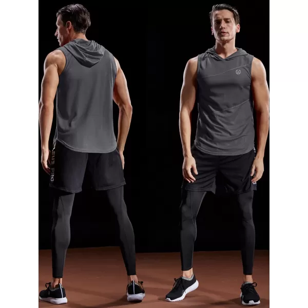 NELEUS Dry Fit Workout Athletic Muscle Tank with Hoods Pack of 35036 3 Packblackbluegrey