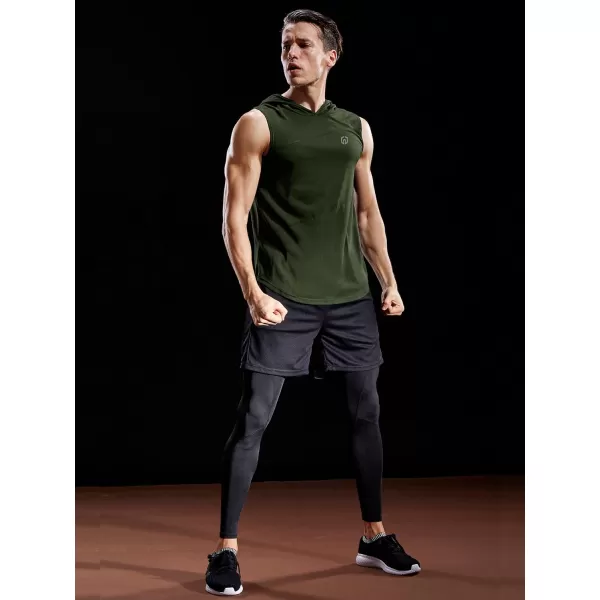 NELEUS Dry Fit Workout Athletic Muscle Tank with Hoods Pack of 35036 3 Packblackgreyolive Green