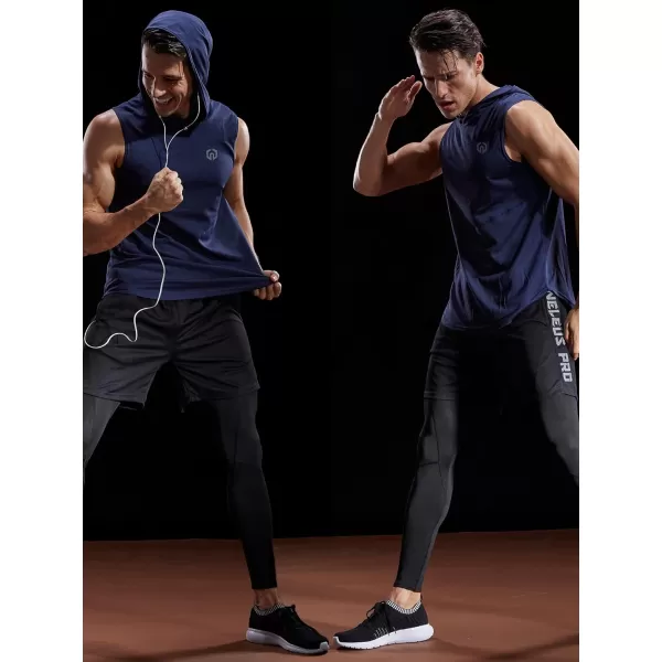 NELEUS Dry Fit Workout Athletic Muscle Tank with Hoods Pack of 35036 3 Packblacknavy Bluegrey