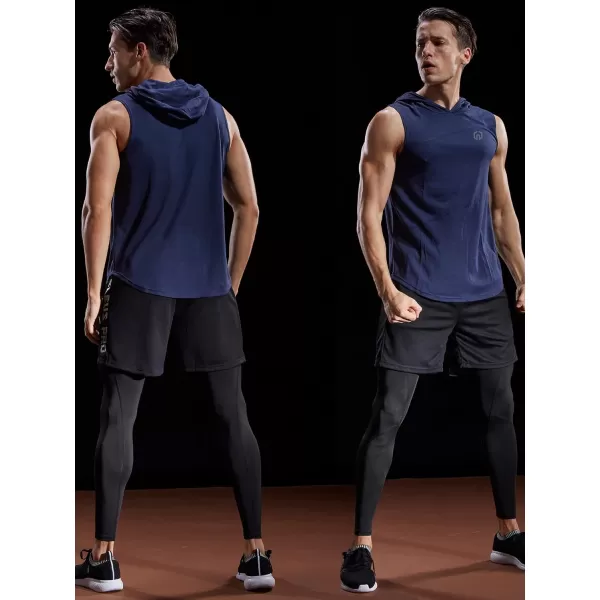 NELEUS Dry Fit Workout Athletic Muscle Tank with Hoods Pack of 35036 3 Packblacknavy Bluegrey