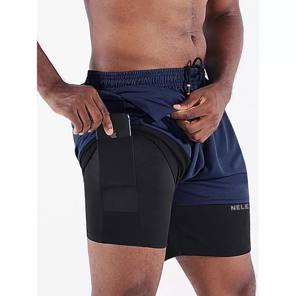 NELEUS Mens 2 in 1 Running Shorts with LinerDry Fit Workout Shorts with Pockets6094 BlackGreyNavy Blue3 Pack