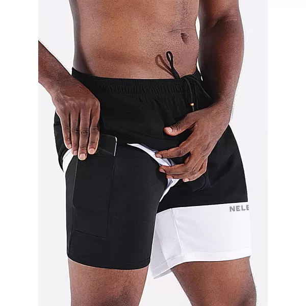 NELEUS Mens 2 in 1 Running Shorts with LinerDry Fit Workout Shorts with Pockets6094 BlackGreyRed3 Pack