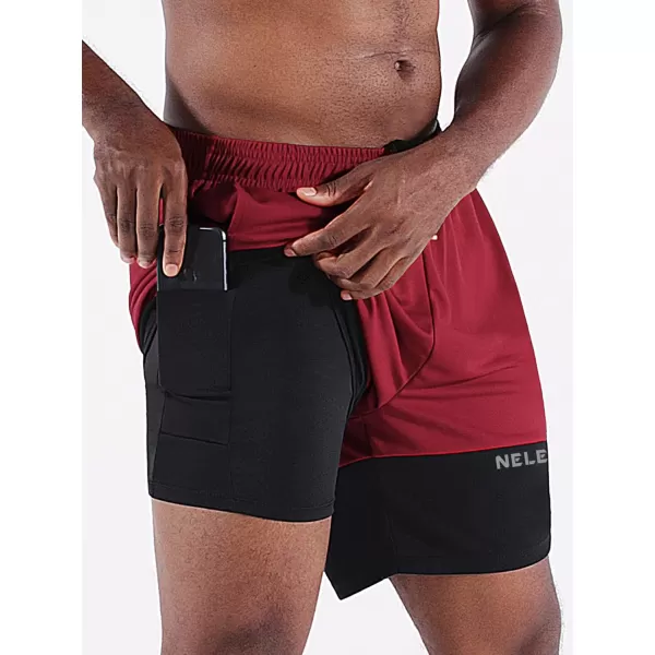 NELEUS Mens 2 in 1 Running Shorts with LinerDry Fit Workout Shorts with Pockets6094 BlackGreyRed3 Pack