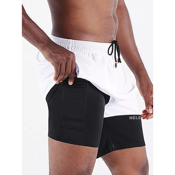 NELEUS Mens 2 in 1 Running Shorts with LinerDry Fit Workout Shorts with Pockets6094 BlackGreyWhite3 Pack