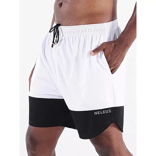 NELEUS Mens 2 in 1 Running Shorts with LinerDry Fit Workout Shorts with Pockets6094 BlackWhite2 Pack