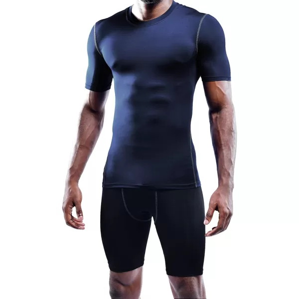 NELEUS Mens 3 Pack Athletic Compression Base Layer Workout Shirt5003 Blackgreynavy Blue3 Pack