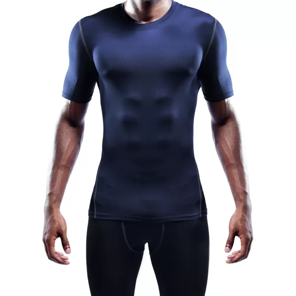 NELEUS Mens 3 Pack Athletic Compression Base Layer Workout Shirt5003 Blackgreynavy Blue3 Pack