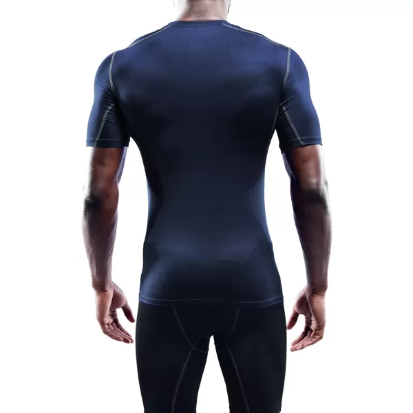 NELEUS Mens 3 Pack Athletic Compression Base Layer Workout Shirt5003 Blackgreynavy Blue3 Pack