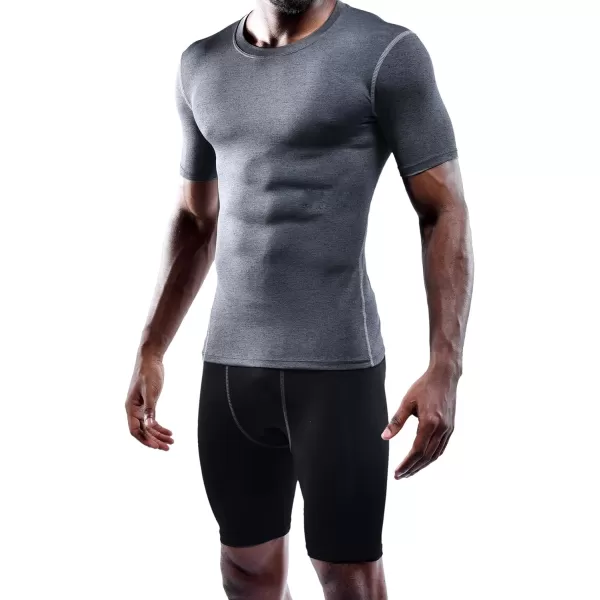 NELEUS Mens 3 Pack Athletic Compression Base Layer Workout Shirt5003 Blackgreyred3 Pack