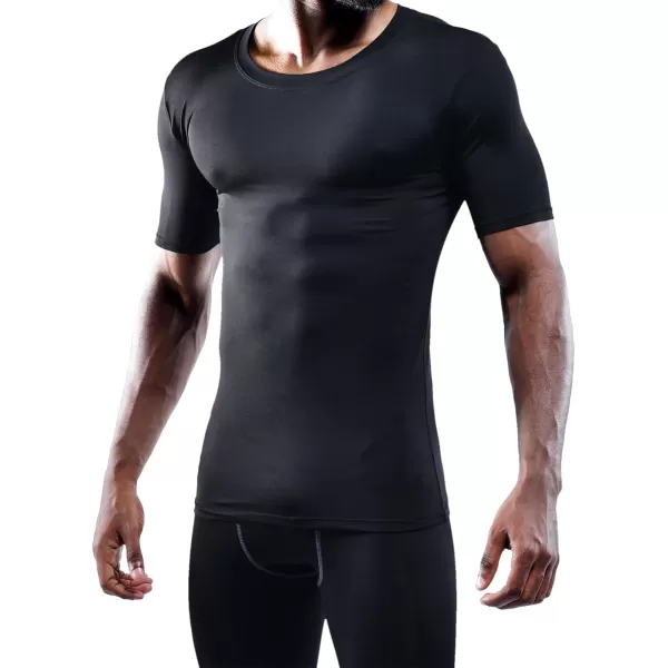 NELEUS Mens 3 Pack Athletic Compression Base Layer Workout Shirt5011 3 Pack Black