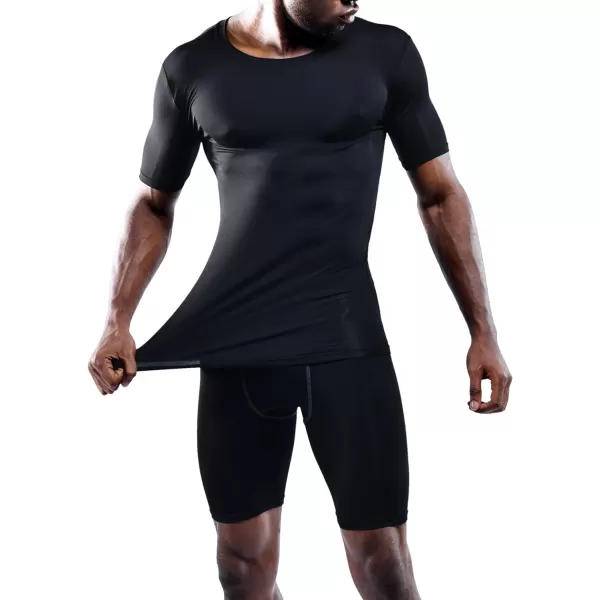 NELEUS Mens 3 Pack Athletic Compression Base Layer Workout Shirt5011 3 Pack Black