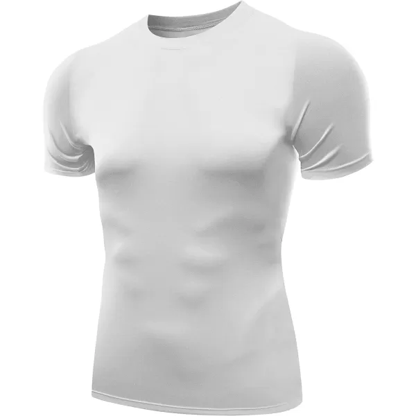 NELEUS Mens 3 Pack Athletic Compression Base Layer Workout Shirt5011 3 Pack White