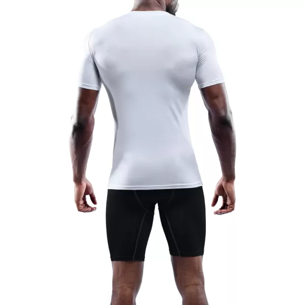 NELEUS Mens 3 Pack Athletic Compression Base Layer Workout Shirt5011 3 Pack White