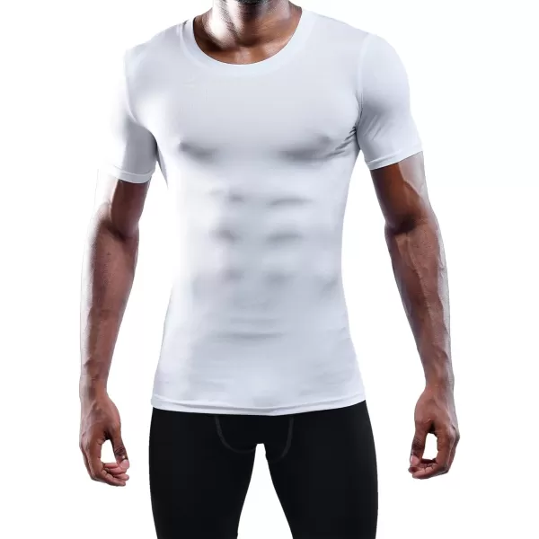 NELEUS Mens 3 Pack Athletic Compression Base Layer Workout Shirt5011 3 Pack White