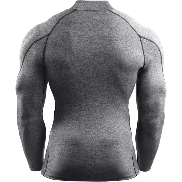 NELEUS Mens 3 Pack Athletic Compression Shirt Running ShirtsHeatlock Mock NeckblackBlackred StripeGrey