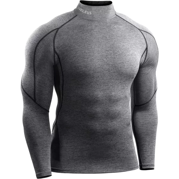 NELEUS Mens 3 Pack Athletic Compression Shirt Running ShirtsHeatlock Mock NeckblackRedGrey