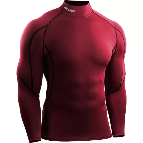 NELEUS Mens 3 Pack Athletic Compression Shirt Running ShirtsHeatlock Mock NeckblackRedGrey