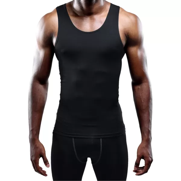 NELEUS Mens 3 Pack Athletic Compression Under Base Layer Sport Tank Top01 3 Packblack