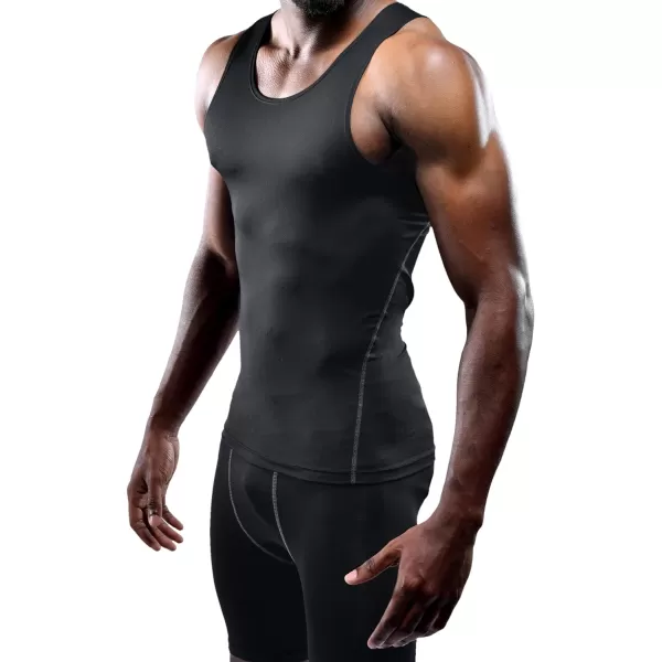 NELEUS Mens 3 Pack Athletic Compression Under Base Layer Sport Tank Top01 3 Packblack