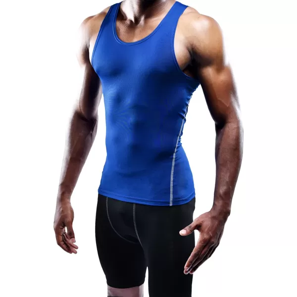 NELEUS Mens 3 Pack Athletic Compression Under Base Layer Sport Tank Top01 3 Packblackgreyblue