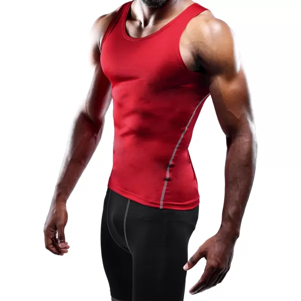 NELEUS Mens 3 Pack Athletic Compression Under Base Layer Sport Tank Top01 3 Packblackgreyred