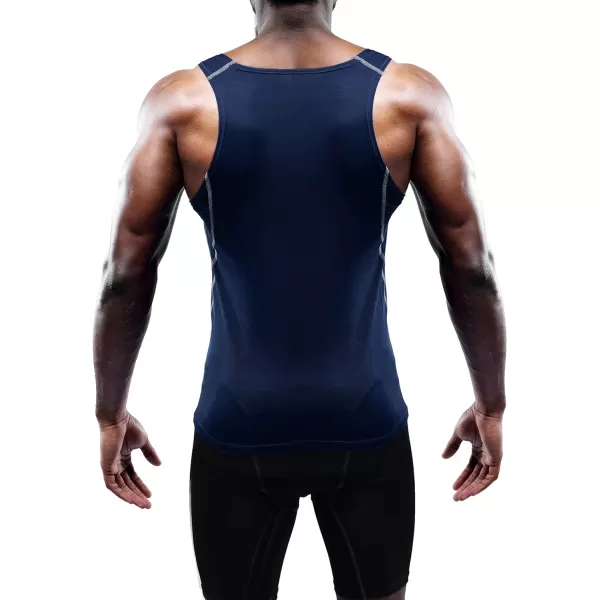 NELEUS Mens 3 Pack Athletic Compression Under Base Layer Sport Tank Top01 3 Packnavy Bluegreyblack