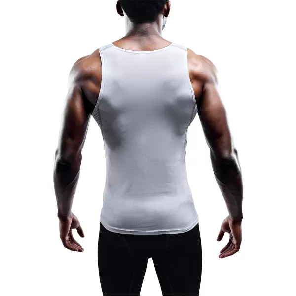 NELEUS Mens 3 Pack Athletic Compression Under Base Layer Sport Tank Top01 3 Packwhite