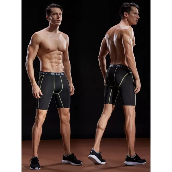 NELEUS Mens 3 Pack Compression Shorts047 3 Pack Blackgreyblue