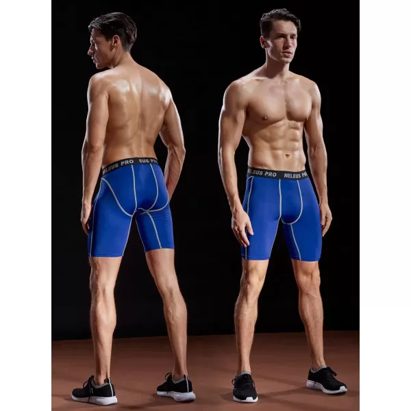 NELEUS Mens 3 Pack Compression Shorts047 3 Pack Blackgreyblue