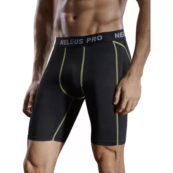 NELEUS Mens 3 Pack Compression Shorts047 3 Pack Blackgreynavy Blue