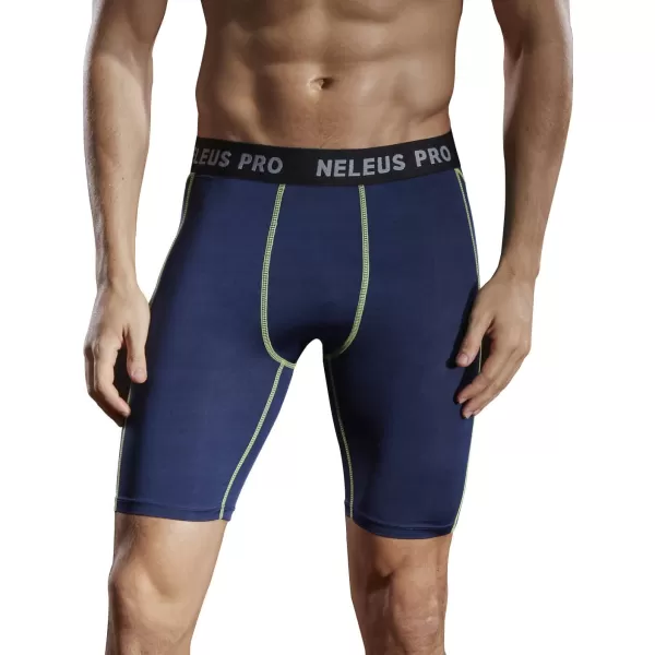 NELEUS Mens 3 Pack Compression Shorts047 3 Pack Blackgreynavy Blue