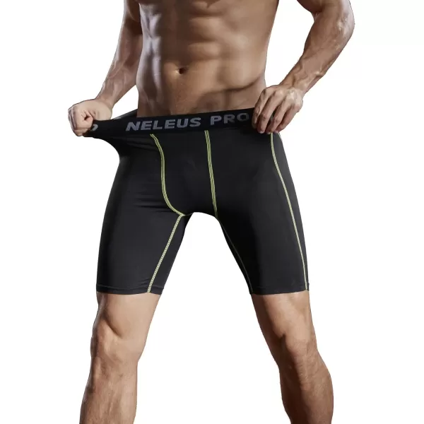 NELEUS Mens 3 Pack Compression Shorts047 3 Packblackblackblack