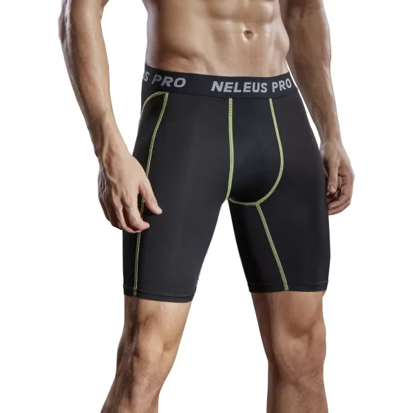 NELEUS Mens 3 Pack Compression Shorts047 3 Packblackblackblack