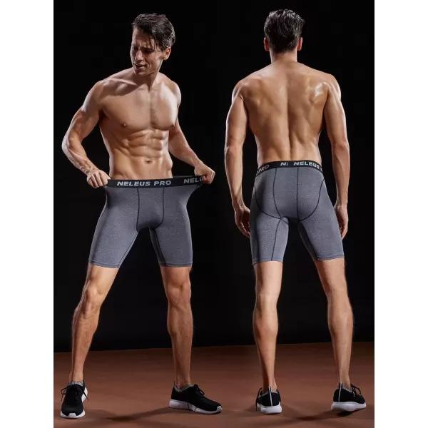 NELEUS Mens 3 Pack Compression Shorts047 3 Packblackgreywhite