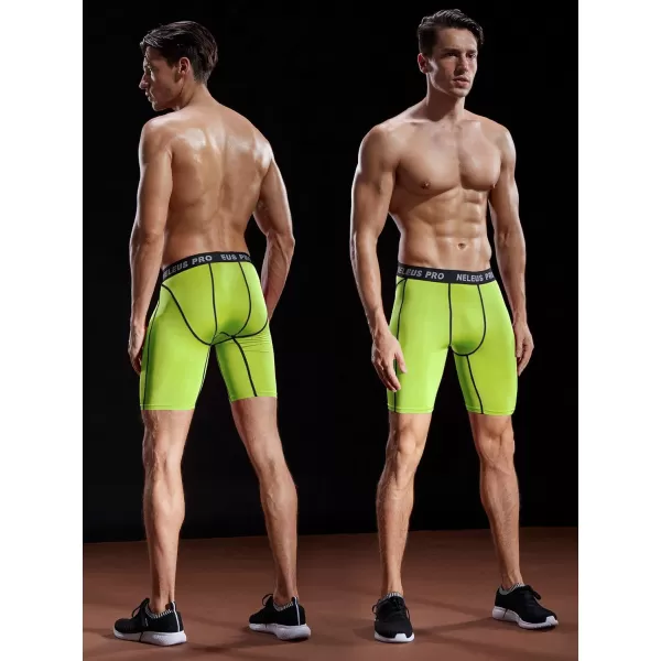 NELEUS Mens 3 Pack Compression Shorts047 BlueRedGreen3 Pack