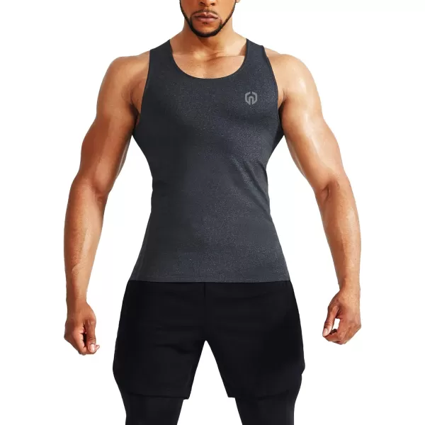 NELEUS Mens 3 Pack Dry Fit Compression Tank Top5074 Black Grey3 Pack