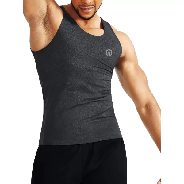 NELEUS Mens 3 Pack Dry Fit Compression Tank Top5074 Black Grey3 Pack