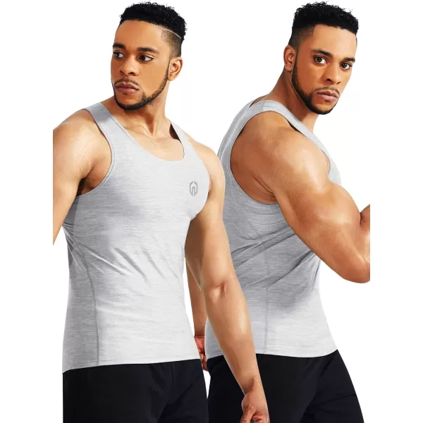 NELEUS Mens 3 Pack Dry Fit Compression Tank Top5074 Black GreySlate GrayLight Grey3 Pack