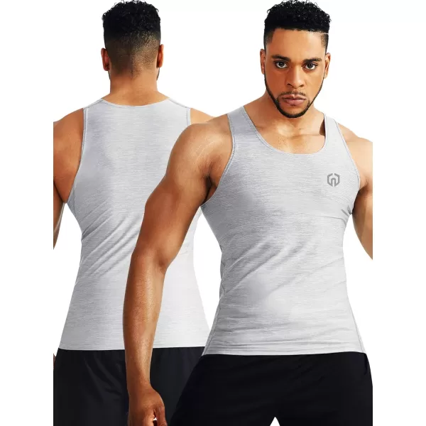 NELEUS Mens 3 Pack Dry Fit Compression Tank Top5074 Black GreySlate GrayLight Grey3 Pack