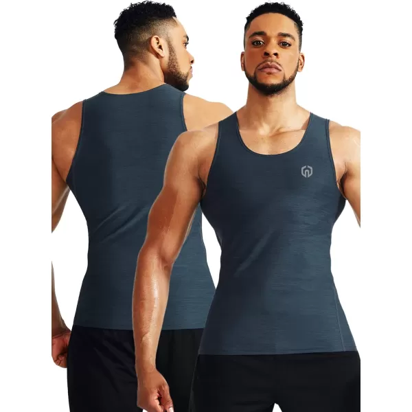 NELEUS Mens 3 Pack Dry Fit Compression Tank Top5074 Black GreySlate GrayLight Grey3 Pack