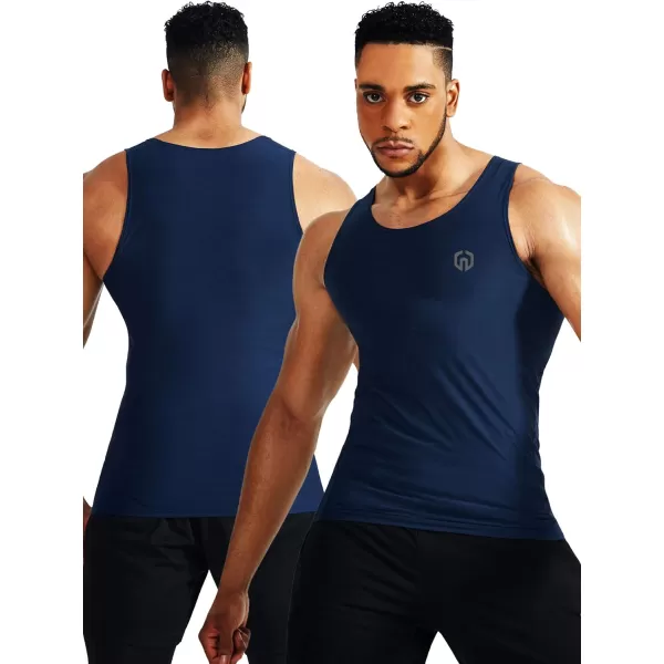 NELEUS Mens 3 Pack Dry Fit Compression Tank Top5074 Black GreySlate GrayNavy3 Pack