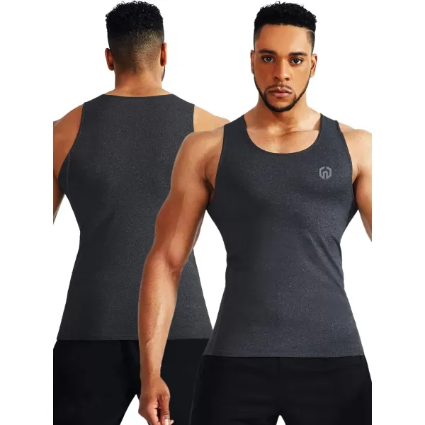 NELEUS Mens 3 Pack Dry Fit Compression Tank Top5074 Black GreySlate GrayNavy3 Pack