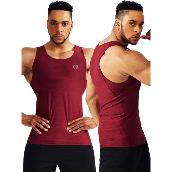 NELEUS Mens 3 Pack Dry Fit Compression Tank Top5074 Black GreySlate GrayRed3 Pack