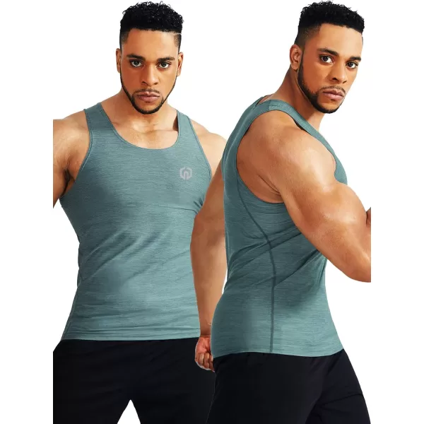 NELEUS Mens 3 Pack Dry Fit Compression Tank Top5074 Light GreenSlate GrayRed3 Pack