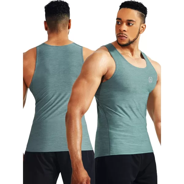 NELEUS Mens 3 Pack Dry Fit Compression Tank Top5074 Light GreenSlate GrayRed3 Pack