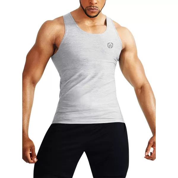 NELEUS Mens 3 Pack Dry Fit Compression Tank Top5074 Light Grey3 Pack